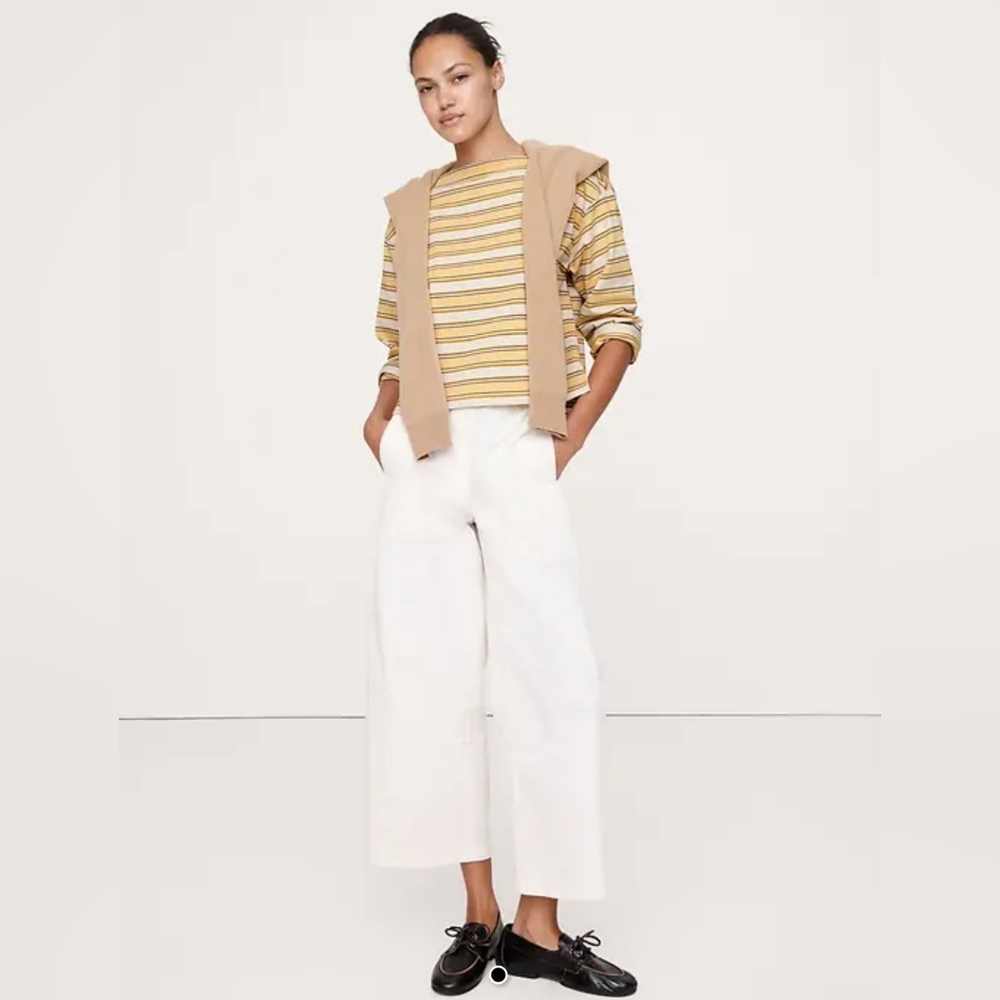 NWT Banana Republic Heavyweight Relaxed Cotton Boat-Neck Top Sun Yellow-Small